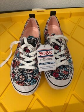 BOBS from Skechers Kids' Comic Print Lace-Up Sneakers in Black, Pink, Blue